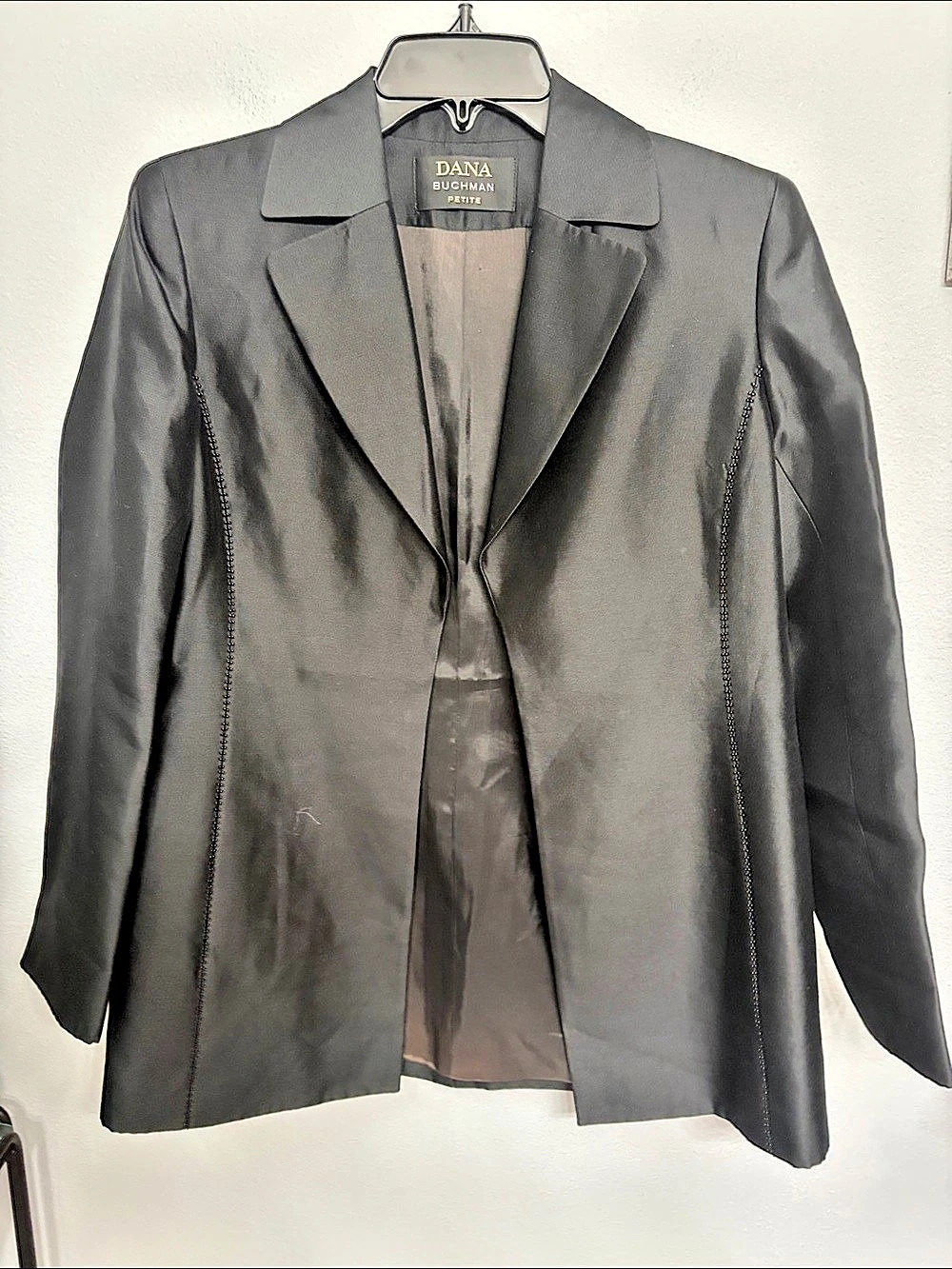 Vintage Dana Buchman Black Silk Blazer with Bead detail Petite 4